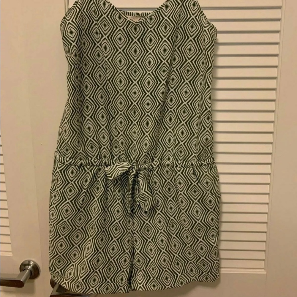 J Crew Green and White Tie Waite Romper